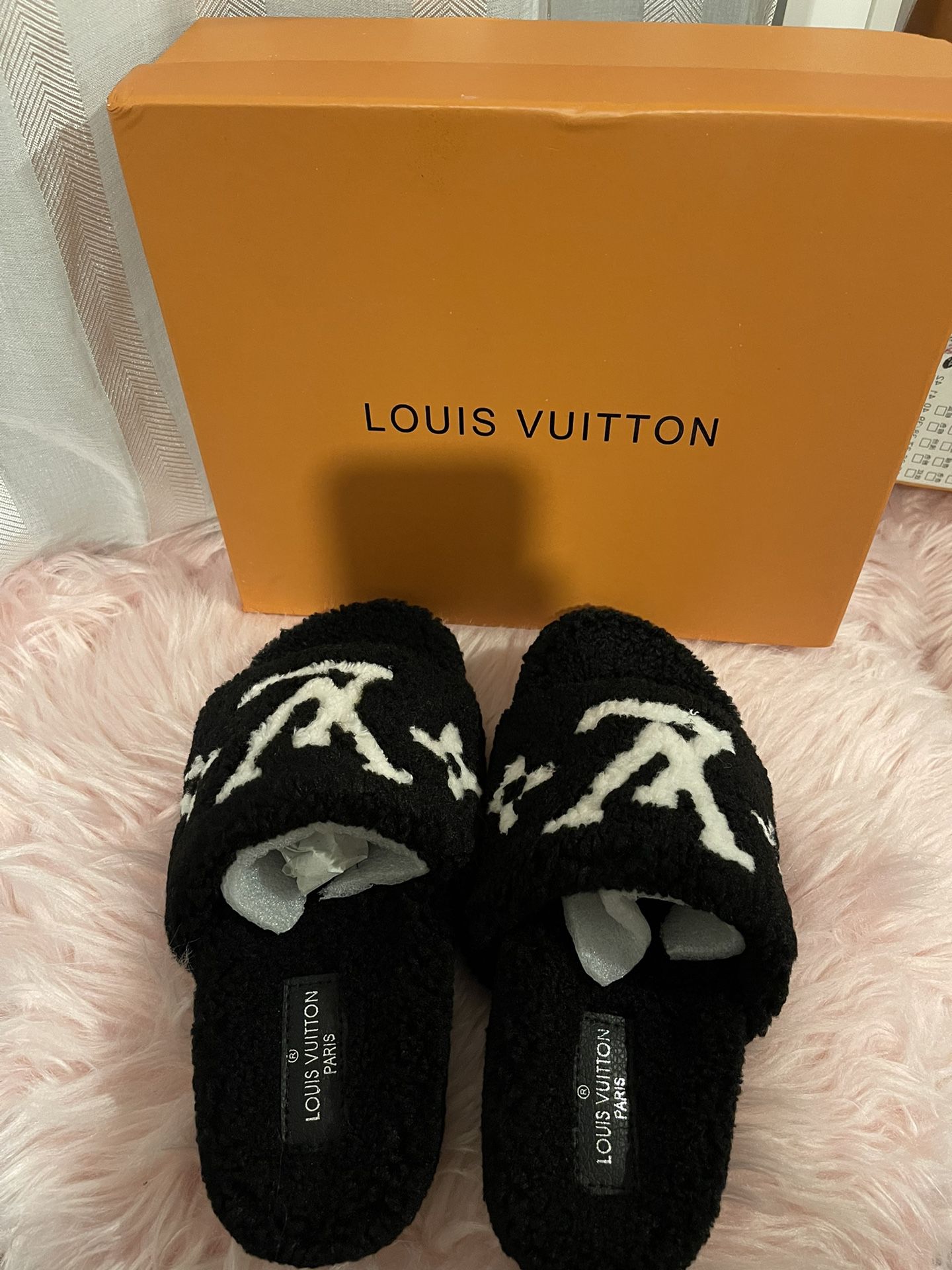 Lv Black Slippers for Sale in Corona, CA - OfferUp