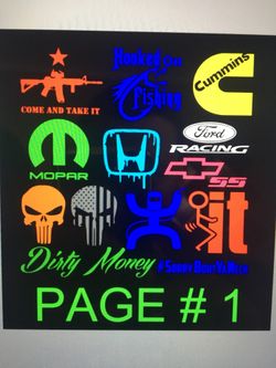 Vinyl Decals for tool boxes, hard hats, vehicle windows etc.
