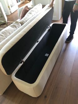 Cream Crate and Barrel Storage Bench