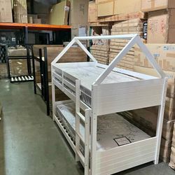 Bunk Bed Frame Twin Over Twin (Not Included Mattress)