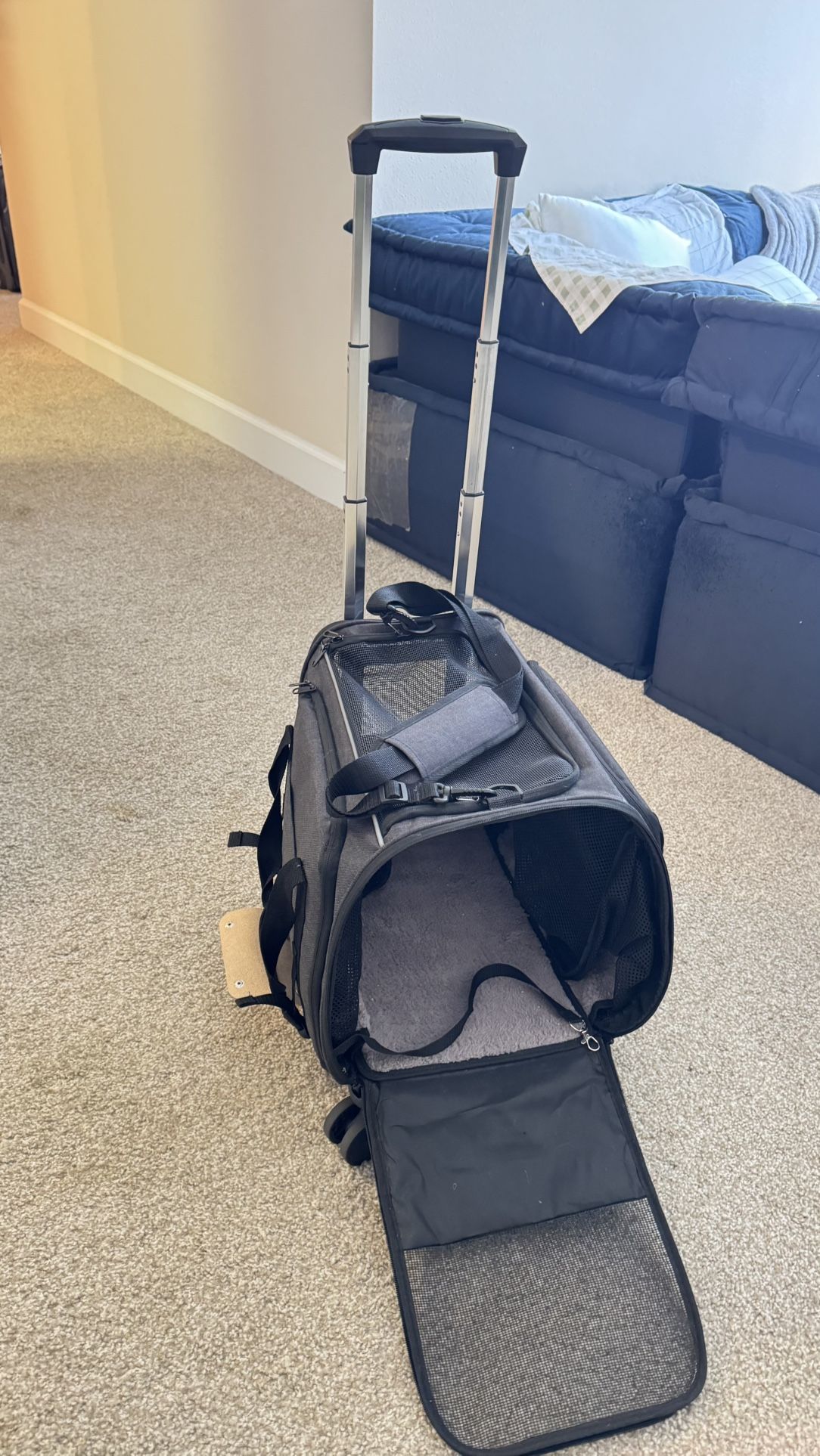 Pet Carrier Expandable With Detachable Wheels And Dolly