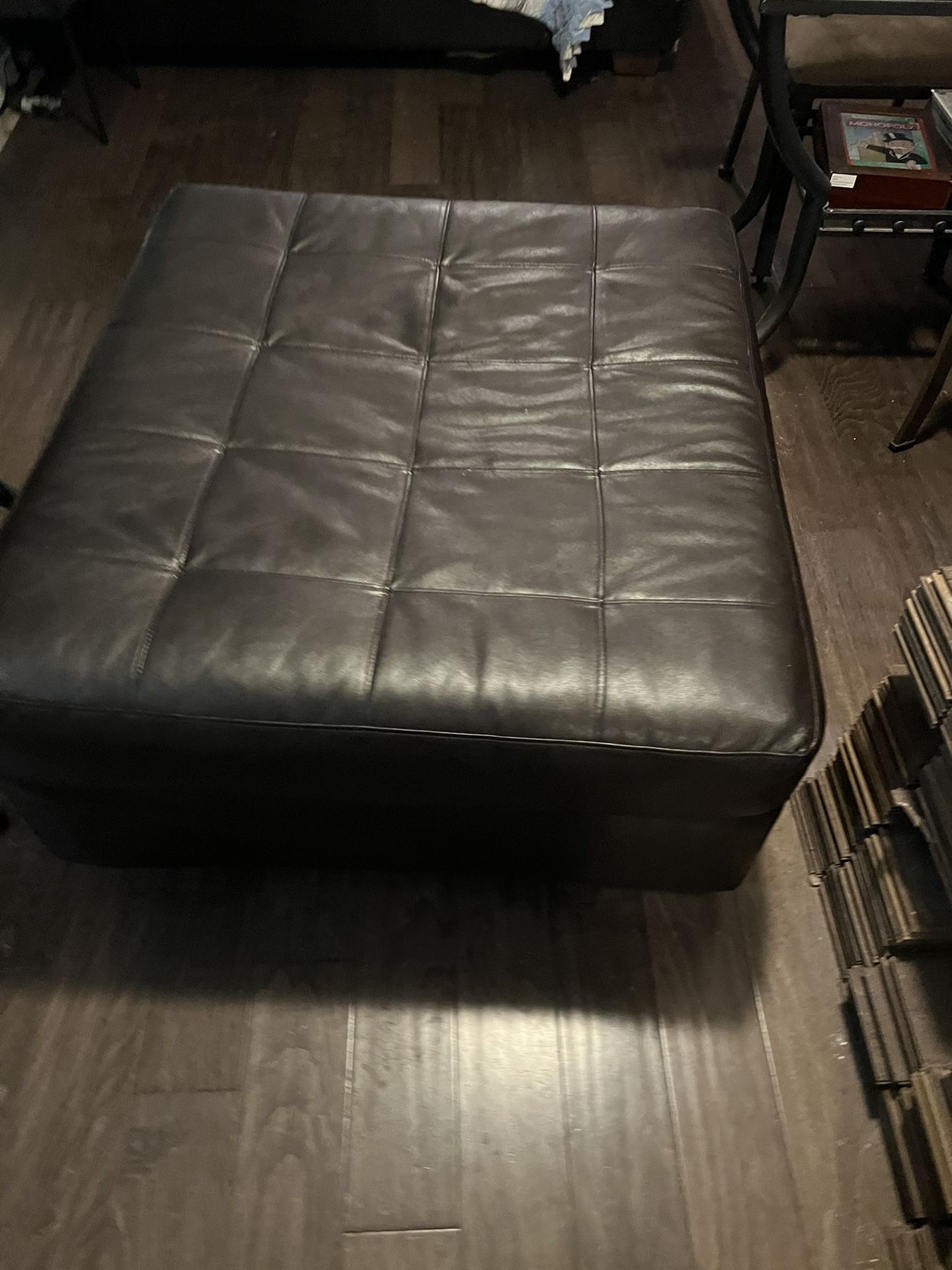 Large Brown Leather Ottoman