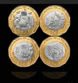 Monedas mexicanas del mundial  set de 4 monedas con su estuche incluido c/u