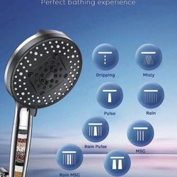 High Pressure Filtered Shower Head, 5" Large, Extra Long 70" SS Hose,10-mode Detachable Shower Head Filter for Hard Water, Handheld Shower Head for Ba