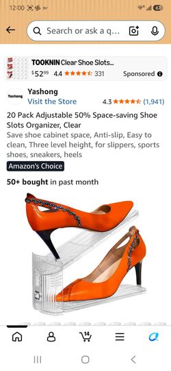 Yashong 20 Pack Clear Adjustable Shoe Slots Organizer