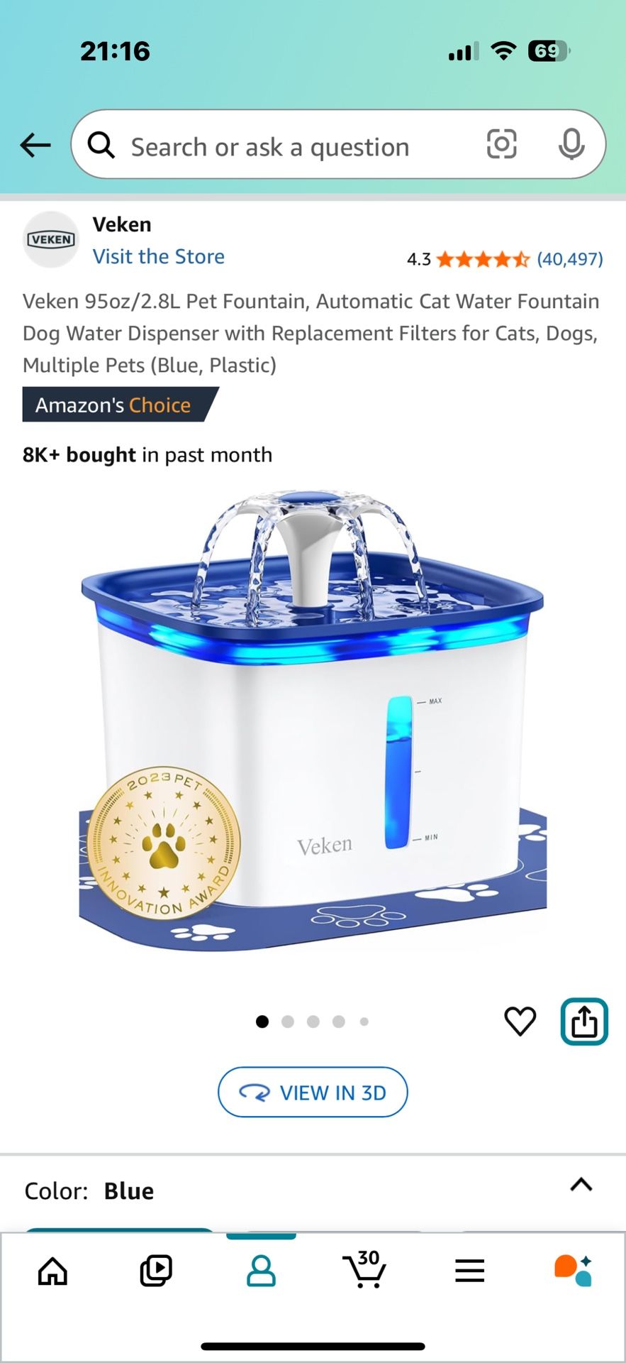 Automatic Dog Water Bowl 95oz