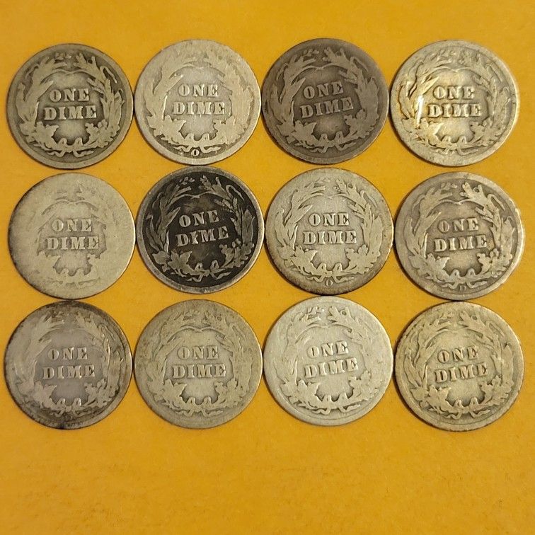 Barber Vintage Dime Lot 90% Silver
