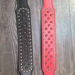 2 PU Leather Adjustable Spiked Studded Dog Collar (XS)