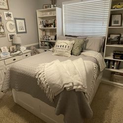 IKEA Full Size Bed frame with storage And Bookshelves (mattress & box spring thrown in for free)