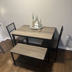 Modern 4-Piece Dining Set - Table, 2 Chairs, & Bench