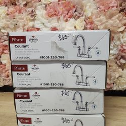 Pfister
Courant 4 in. Centerset 2-Handle Bathroom Faucet in Polished Chrome with White Handles