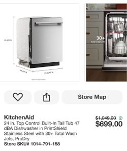 KitchenAid 24-Inch Built-In Dishwasher Stainless Steel