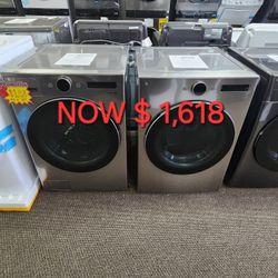 7.4 Cu. Ft. Ultra Large Electric Dryer & 4.5 Cu. Ft Stackable Front Load Washer