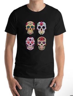 Black Sugar Skull Graphic T-Shirt Small