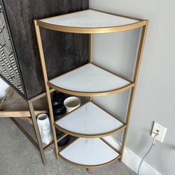 Gold Metal & Marble Corner Shelf