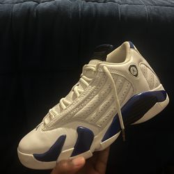 Jordan Retro 14 , Size 5’5 Kids . White Hyper Royals 