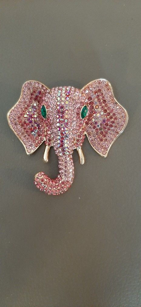 Elegant Pink Elephant brooch