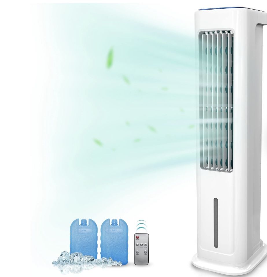Sunday Living Evaporative Air Cooler, Oscillating Portable Air Cooler, Swamp Cooler with 3 Speeds, 3 Modes, 12H timer, 1.32 Gallon Water Tank, Quiet