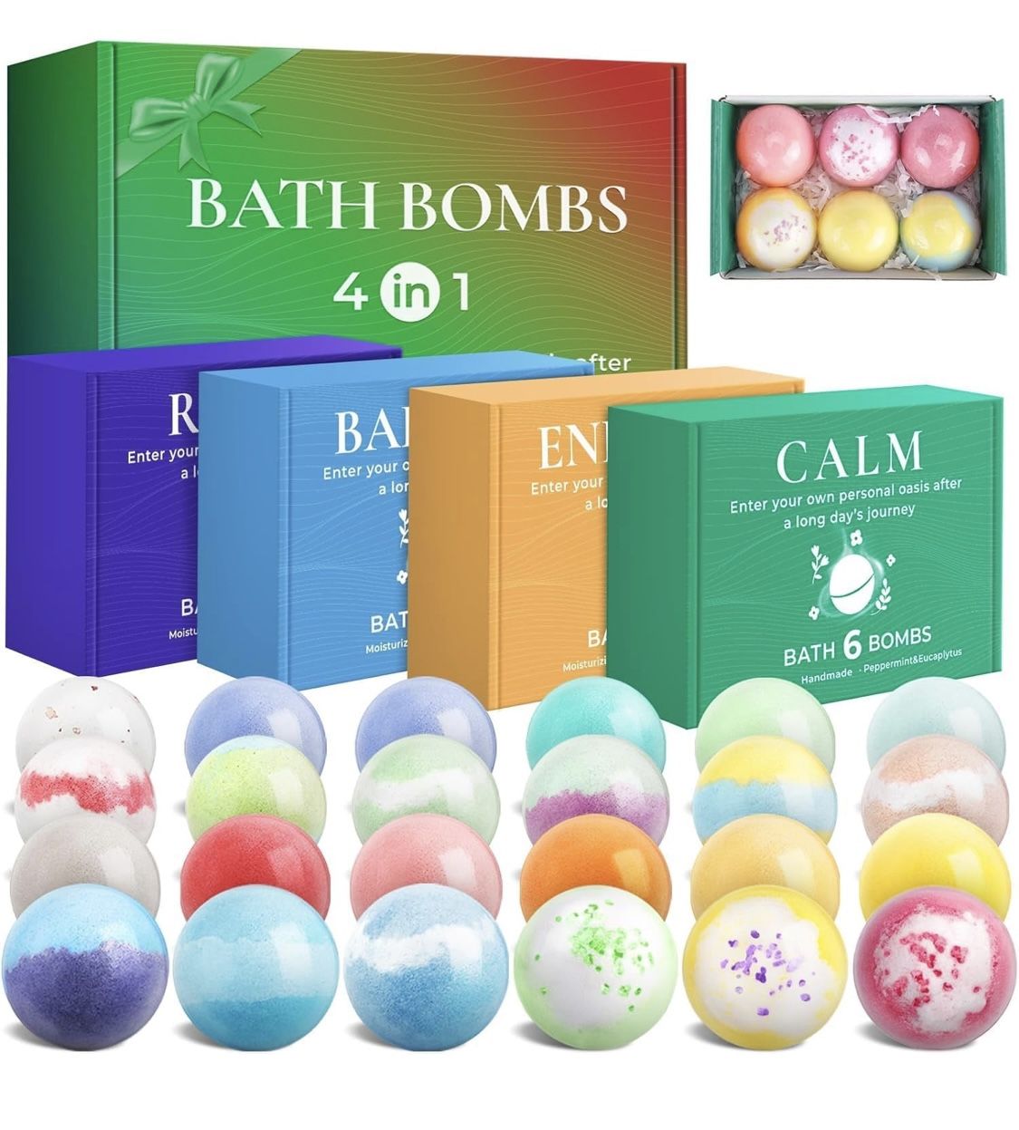 Beautiful Hand Made 24 Count Bath Bomn Gift Set!
