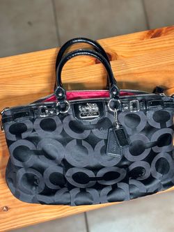 Coach Madison Black Op Art Sophia Satchel Handbag