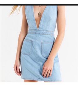 Urban Outfitters Denim Plunge Mini Dress Size 2 (XS)