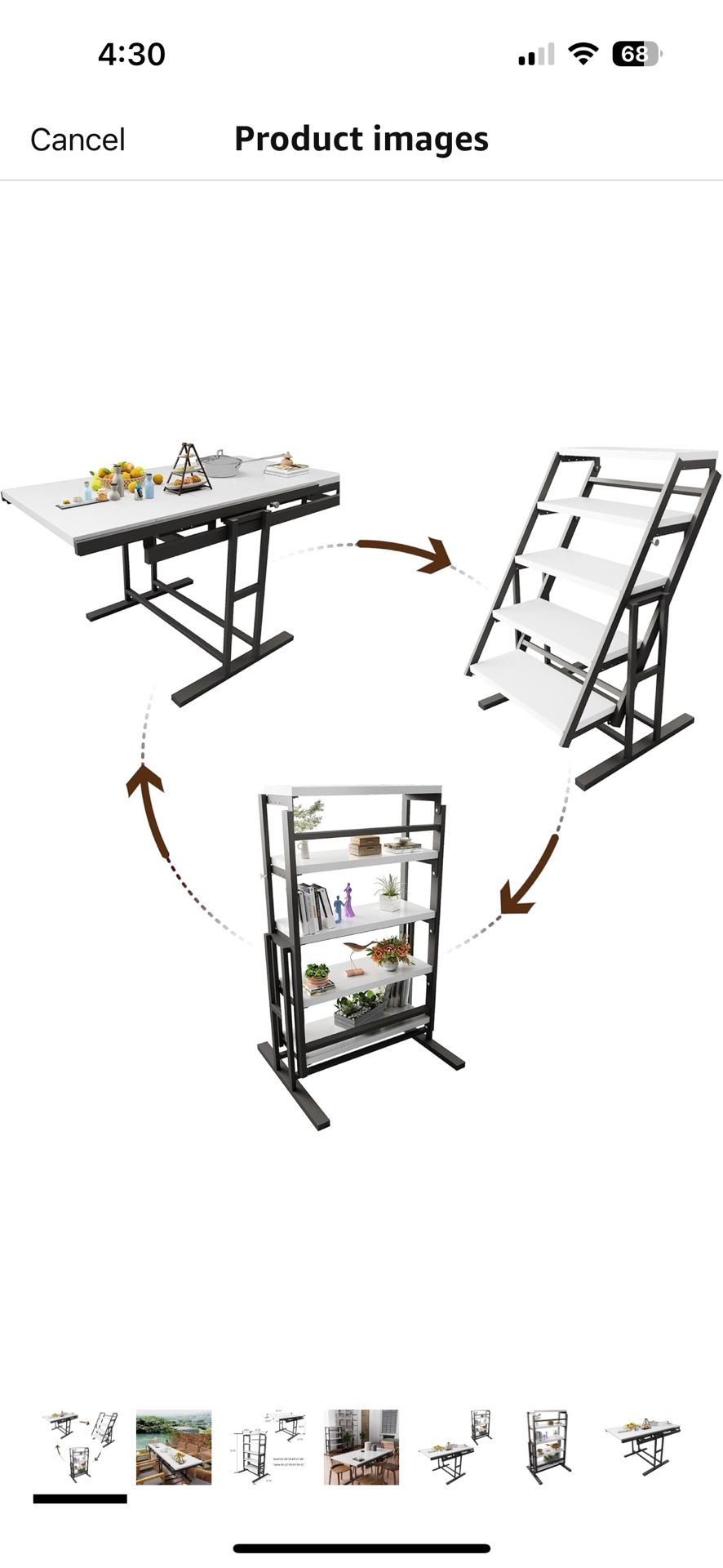 Convertible 2 in 1 Shelf to Table,Extendable Dining Table