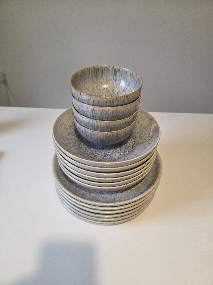 Set Of Grey Plates And Bowls - High Quality