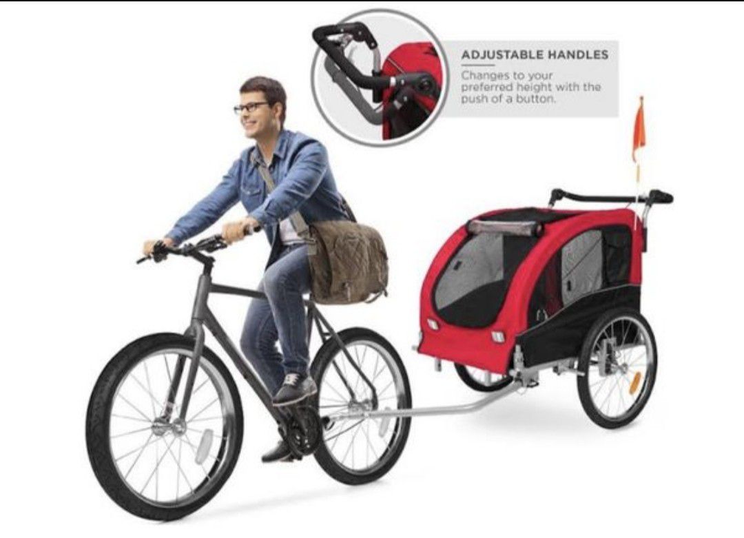 2 in 1 Pet Dog Bike Trailer Bicycle Stroller