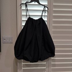 Black Mini Spaghetti Strap Bubble Dress 