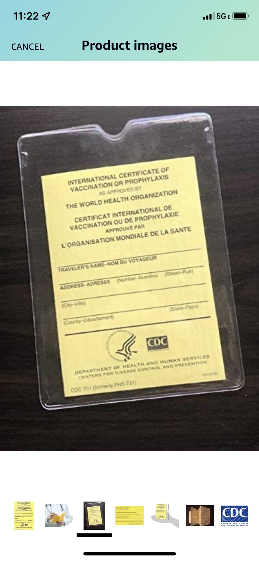International Certificate of Vaccination or Yellow Card with Case