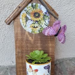 Plants Wall Decor With Succulent In A Decorative Pot 