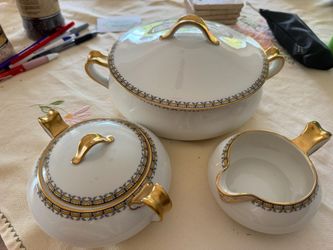Vintage Porcelain Sugar Bowl, Creamer, and Tureen Set