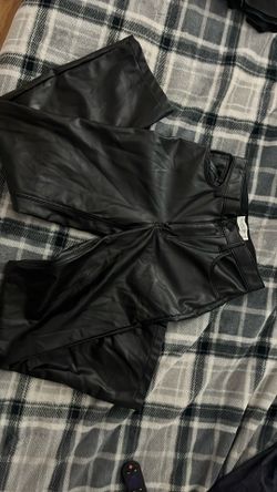 Wide Leg Leather Pants 