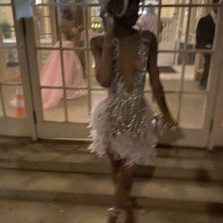 Feather Rhinestone Birthday/ Prom Dress 🎀