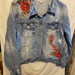 Denim JACKET Distresed Vintage Style Beautiful  Size M/L