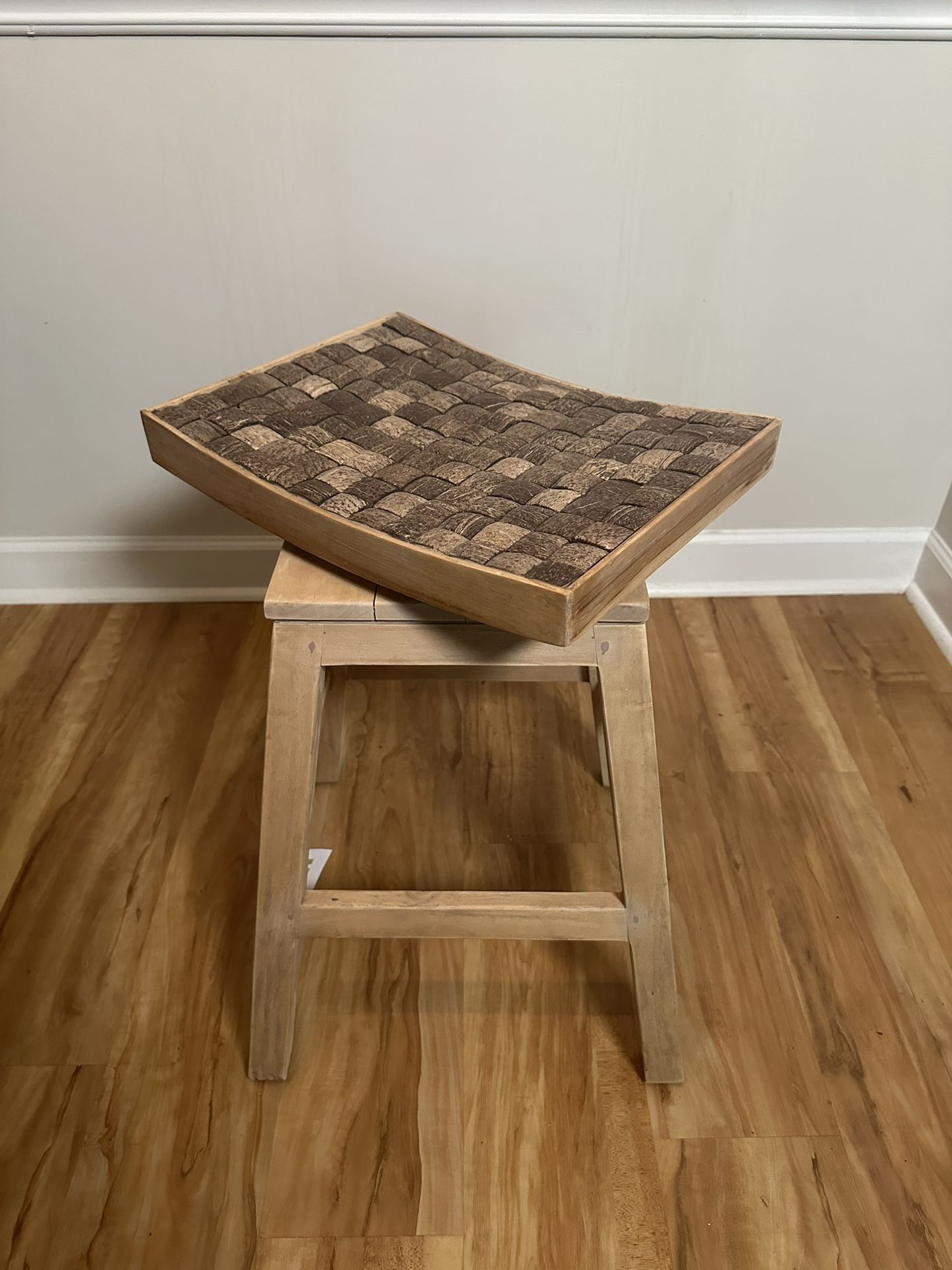Rustic Swivel Counter Stool - Solid Wood, Natural Finish (New)