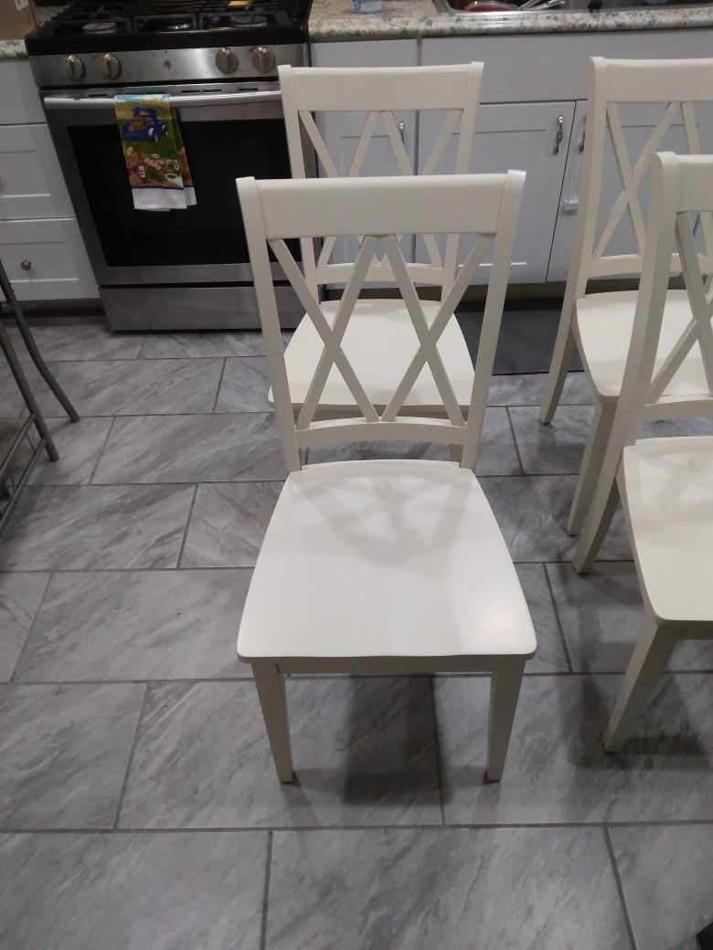 4 Linen White Chairs