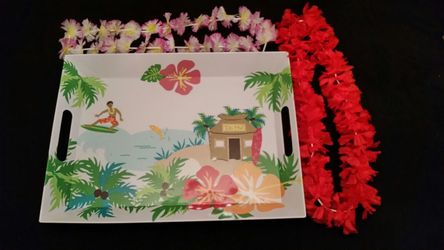 Hawaiian Food Tray and Leis