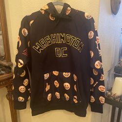 DC One Washington Black Emoji Hoodie with Washington DC Embroidery Sweatshirt-L