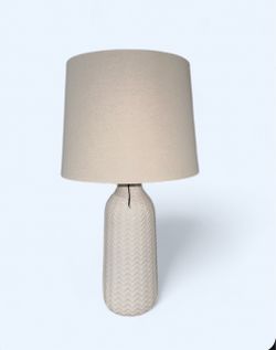 Ceramic Table Lamp – Chevron Pattern & Drum Shade