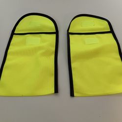 Pair of high-visibility yellow velcro pouches