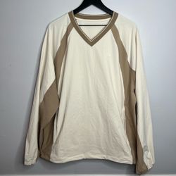 Lululemon Water Repellent Golf V-Neck Pullover Mens XL Wacky Khaki Ivory LM3GBTS