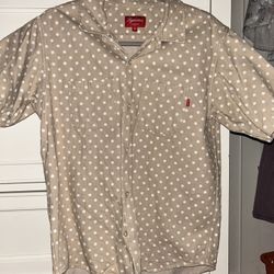 Supreme Button Down Shirt Brick Mauve Polka Dot Size Medium
