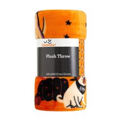 Halloween Orange Dog Themed Plush Throw 