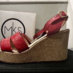 MKS RED CROC- EMBOSSED WEDGES COLOMBIA SIZE 10 WOMENS
