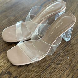 Womens Zara Transparent Heeled Sandals Shoes Heel Sz 9.5