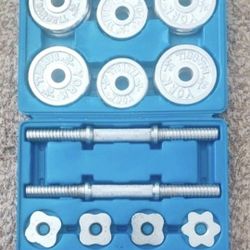 YORK
Dumbbell set  used
with 2 extra bars