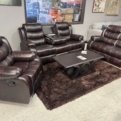 NEW 3pc RECLINING SOFA LOVESEAT AND RECLINER WITH FREE DELIVERY 