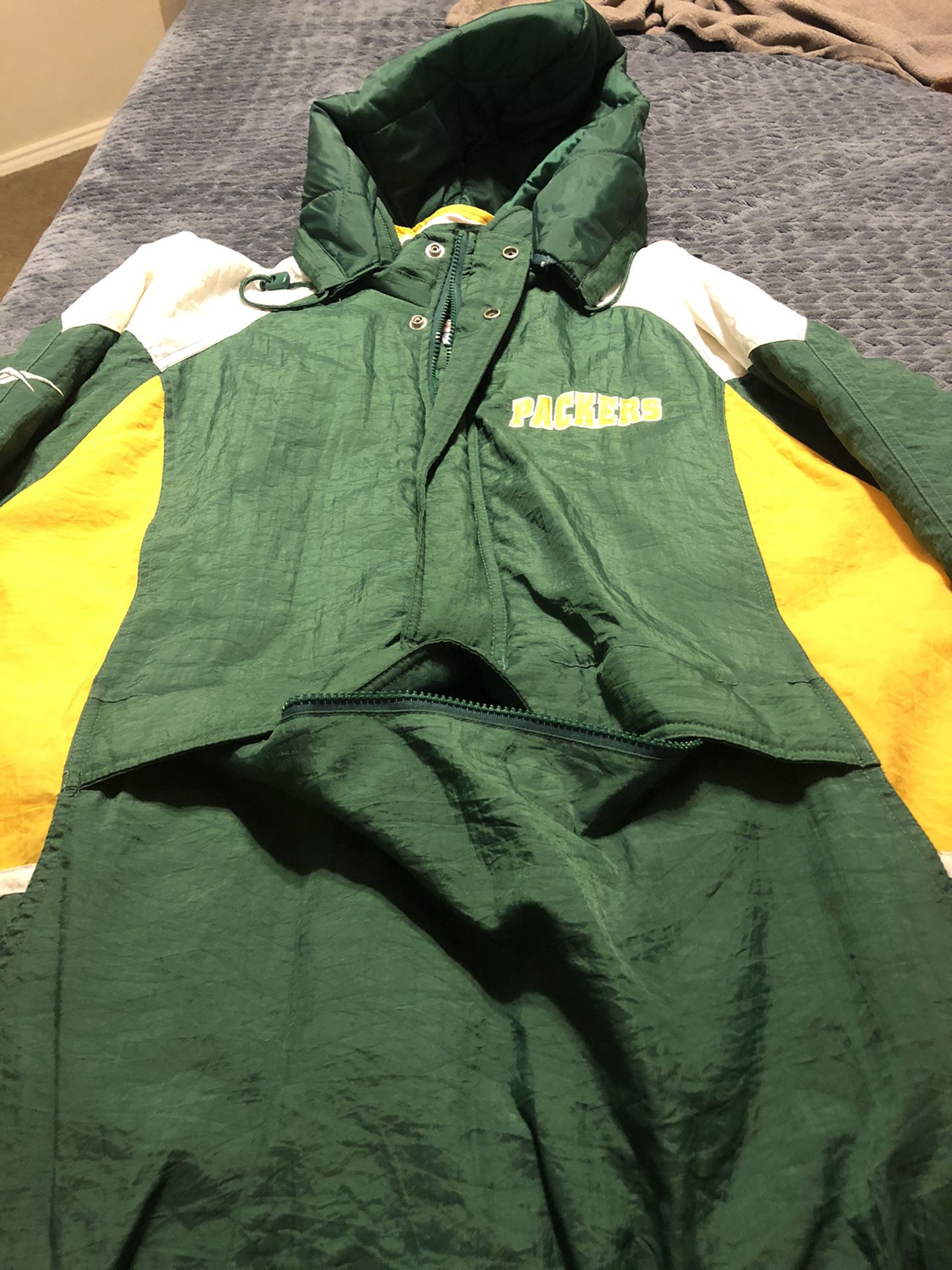 Green Bay Packers Reebok Pullover Hoodie Size Large 1/2 zip 1990s! Like New!