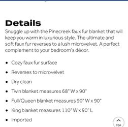NWT Ugg Pinecreek Full/Queen Faux fur blanket  Thumbnail